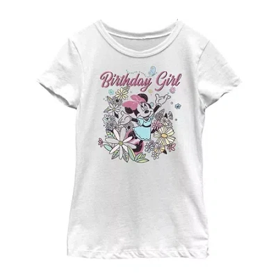 Fifth Sun Disney Little & Big Kid Girls Crew Neck Short Sleeve Regular Fit Minnie Mouse Graphic T-shirt In White
