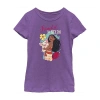 Fifth Sun Disney Little & Big Kid Girls Crew Neck Short Sleeve Regular Fit Moana Graphic T-shirt In Purple