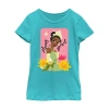 Fifth Sun Disney Little & Big Kid Girls Crew Neck Short Sleeve Regular Fit Princess & The Frog Graphic T-shirt In Blue