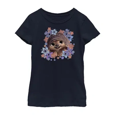 Fifth Sun Disney Little & Big Kid Girls Crew Neck Short Sleeve Slim Fit Raya Graphic T-shirt In Blue