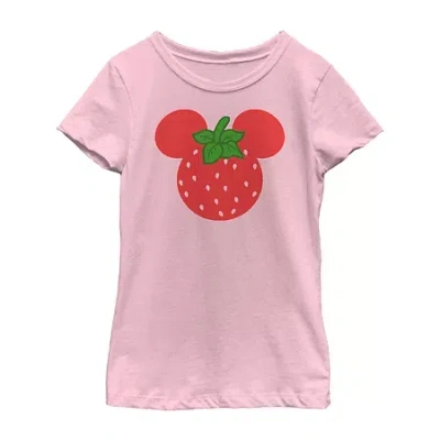 Fifth Sun Disney Little & Big Kid Girls Round Neck Short Sleeve Slim Fit Minnie Mouse Graphic T-shirt In Pink