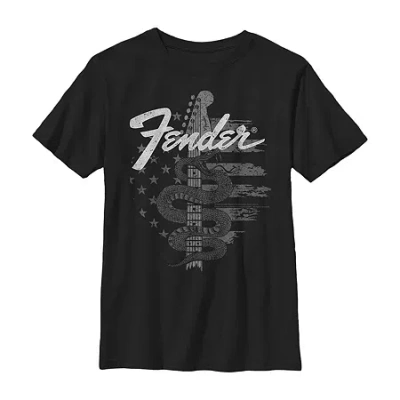 Fifth Sun Fender Little & Big Kid Boys Crew Neck Short Sleeve Regular Fit Graphic T-shirt In Black