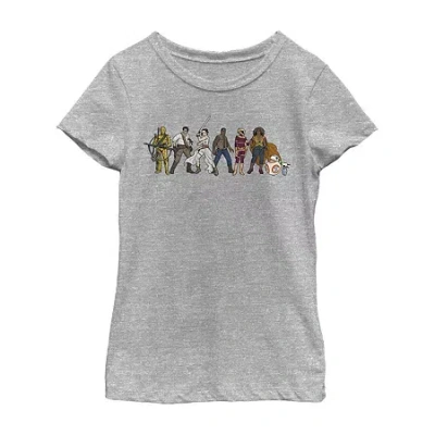Fifth Sun Kids' Girls Crew Neck Short Sleeve Regular Fit Star Wars Graphic T-shirt In Gray