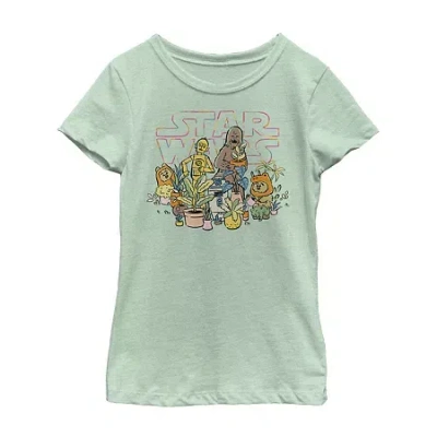 Fifth Sun Kids' Girls Crew Neck Short Sleeve Regular Fit Star Wars Graphic T-shirt In Green