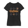 Fifth Sun Gryffindor Little & Big Kid Girls Crew Neck Short Sleeve Slim Fit Harry Potter Graphic T-shirt In Black