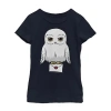 Fifth Sun Hedwig Little & Big Kid Girls Crew Neck Short Sleeve Slim Fit Harry Potter Graphic T-shirt In Black