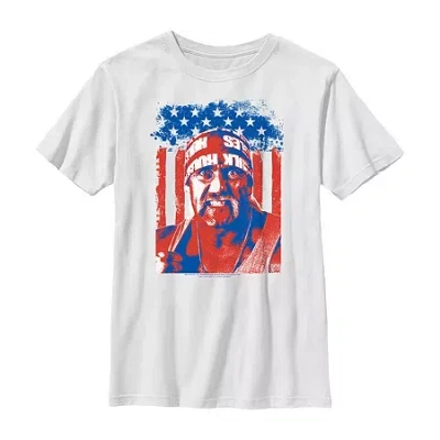 Fifth Sun Little & Big Kid Boys Crew Neck Short Sleeve Flag Regular Fit Wwe Graphic T-shirt In White