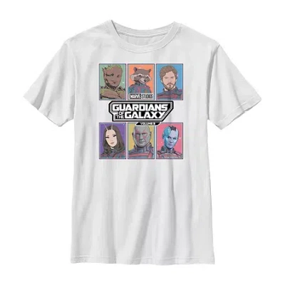 Fifth Sun Little & Big Kid Boys Crew Neck Short Sleeve Regular Fit Guardians Of The Galaxy Marvel Graphic T-sh In White