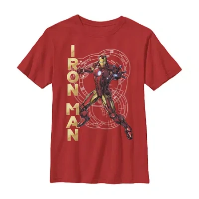 Fifth Sun Little & Big Kid Boys Crew Neck Short Sleeve Regular Fit Iron Man Marvel Graphic T-shirt In Red