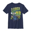 Fifth Sun Little & Big Kid Boys Crew Neck Short Sleeve Regular Fit Luigi Super Mario Graphic T-shirt In Blue