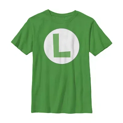 Fifth Sun Little & Big Kid Boys Crew Neck Short Sleeve Regular Fit Luigi Super Mario Graphic T-shirt In Green