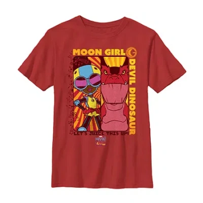Fifth Sun Little & Big Kid Boys Crew Neck Short Sleeve Regular Fit Marvel Moon Girl Graphic T-shirt In Red