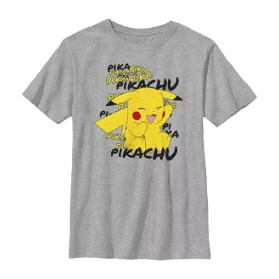 Fifth Sun Little & Big Kid Boys Crew Neck Short Sleeve Regular Fit Pokeman Graphic T-shirt In Gray