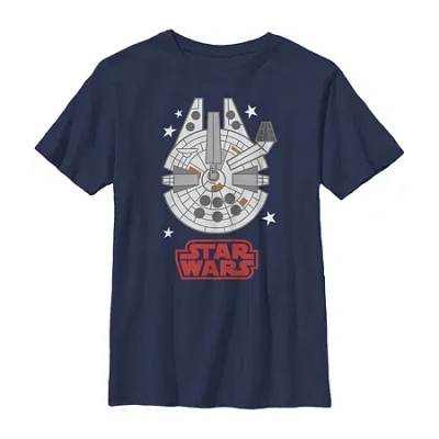 Fifth Sun Little & Big Kid Boys Crew Neck Short Sleeve Regular Fit Star Wars Graphic T-shirt In Blue