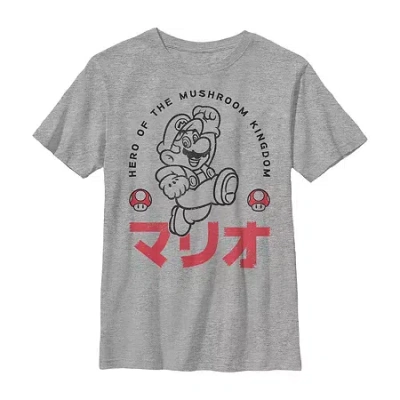 Fifth Sun Little & Big Kid Boys Crew Neck Short Sleeve Regular Fit Super Mario Graphic T-shirt In Gray