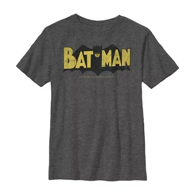 Fifth Sun Little & Big Kid Boys Crew Neck Short Sleeve Slim Fit Batman Graphic T-shirt In Gray