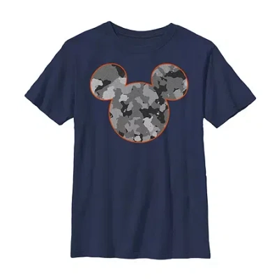Fifth Sun Little & Big Kid Boys Crew Neck Short Sleeve Slim Fit Mickey Mouse Graphic T-shirt In Blue