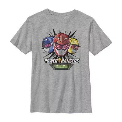 Fifth Sun Little & Big Kid Boys Crew Neck Short Sleeve Slim Fit Power Rangers Graphic T-shirt In Gray