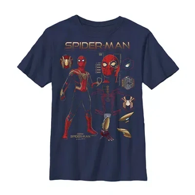 Fifth Sun Little & Big Kid Boys Crew Neck Short Sleeve Slim Fit Spiderman Graphic T-shirt In Blue