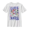 Fifth Sun Little & Big Kid Boys Crew Neck Short Sleeve Slim Fit Super Mario Graphic T-shirt In White