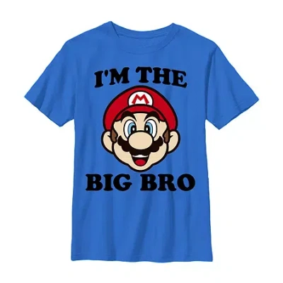 Fifth Sun Little & Big Kid Boys Crew Neck Short Sleeve Slim Fit Super Mario Graphic T-shirt In Blue