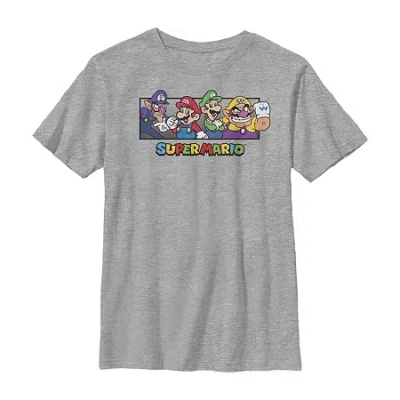 Fifth Sun Little & Big Kid Boys Crew Neck Short Sleeve Slim Fit Super Mario Graphic T-shirt In Gray