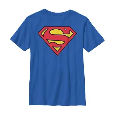 Fifth Sun Little & Big Kid Boys Crew Neck Short Sleeve Slim Fit Superman Graphic T-shirt In Blue