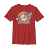 Fifth Sun Little & Big Kid Boys Crew Neck Short Sleeve Slim Fit Tom And Jerry Graphic T-shirt In Red