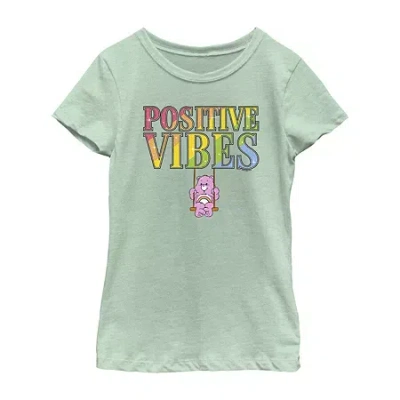 Fifth Sun Little & Big Kid Girls Crew Neck Short Sleeve Regular Fit Care Bears Graphic T-shirt In Green