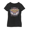 Fifth Sun Little & Big Kid Girls Crew Neck Short Sleeve Regular Fit Dc Comics Wonder Woman Graphic T-shirt In Black