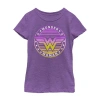 Fifth Sun Little & Big Kid Girls Crew Neck Short Sleeve Regular Fit Dc Comics Wonder Woman Graphic T-shirt In Purple