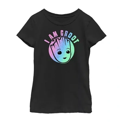 Fifth Sun Little & Big Kid Girls Crew Neck Short Sleeve Regular Fit Guardians Of The Galaxy Graphic T-shirt In Black