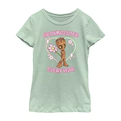 Fifth Sun Little & Big Kid Girls Crew Neck Short Sleeve Regular Fit Guardians Of The Galaxy Graphic T-shirt In Green