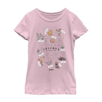 Fifth Sun Little & Big Kid Girls Crew Neck Short Sleeve Regular Fit Harry Potter Graphic T-shirt In Pink