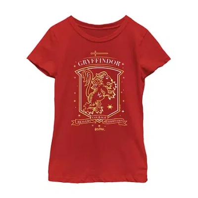 Fifth Sun Little & Big Kid Girls Crew Neck Short Sleeve Regular Fit Harry Potter Graphic T-shirt In Red