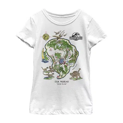 Fifth Sun Little & Big Kid Girls Crew Neck Short Sleeve Regular Fit Jurassic World Graphic T-shirt In White