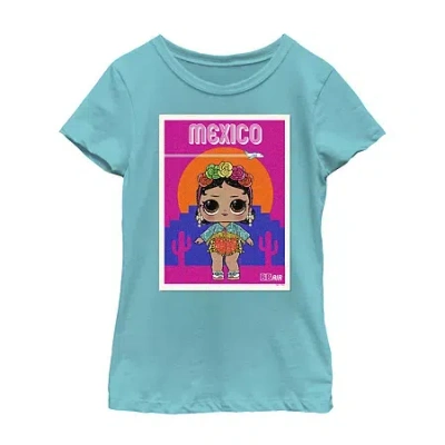 Fifth Sun Little & Big Kid Girls Crew Neck Short Sleeve Regular Fit Lol Graphic T-shirt In Blue