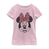 Fifth Sun Little & Big Kid Girls Crew Neck Short Sleeve Regular Fit Minnie Mouse Graphic T-shirt In Pink