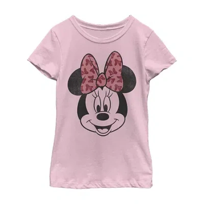 Fifth Sun Little & Big Kid Girls Crew Neck Short Sleeve Regular Fit Minnie Mouse Graphic T-shirt In Pink