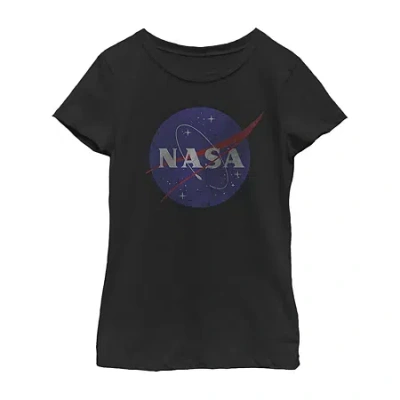 Fifth Sun Little & Big Kid Girls Crew Neck Short Sleeve Regular Fit Nasa Graphic T-shirt In Black