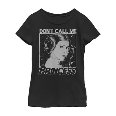 Fifth Sun Little & Big Kid Girls Crew Neck Short Sleeve Regular Fit Star Wars Graphic T-shirt In Black