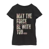 Fifth Sun Little & Big Kid Girls Crew Neck Short Sleeve Regular Fit Star Wars Graphic T-shirt In Black
