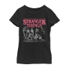 Fifth Sun Little & Big Kid Girls Crew Neck Short Sleeve Regular Fit Stranger Things Graphic T-shirt In Black