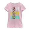 Fifth Sun Little & Big Kid Girls Crew Neck Short Sleeve Regular Fit Super Mario Graphic T-shirt In Purple