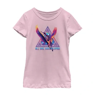 Fifth Sun Little & Big Kid Girls Crew Neck Short Sleeve Regular Fit Thor Graphic T-shirt In Pink