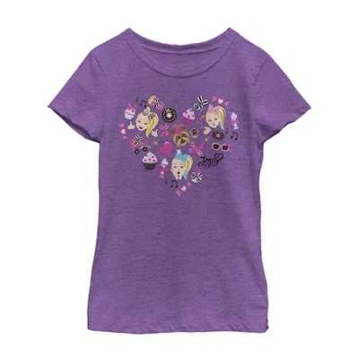 Fifth Sun Little & Big Kid Girls Crew Neck Short Sleeve Slim Fit Jojo Siwa Graphic T-shirt In Purple