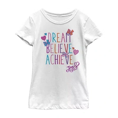 Fifth Sun Little & Big Kid Girls Crew Neck Short Sleeve Slim Fit Jojo Siwa Graphic T-shirt In White