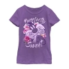 Fifth Sun Little & Big Kid Girls Crew Neck Short Sleeve Slim Fit Looney Tunes Graphic T-shirt In Purple