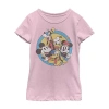 Fifth Sun Little & Big Kid Girls Crew Neck Short Sleeve Slim Fit Mickey And Friends Mickey Mouse Minnie Mouse  In Pink