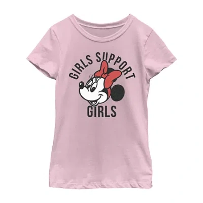Fifth Sun Little & Big Kid Girls Crew Neck Short Sleeve Slim Fit Minnie Mouse Graphic T-shirt In Purple